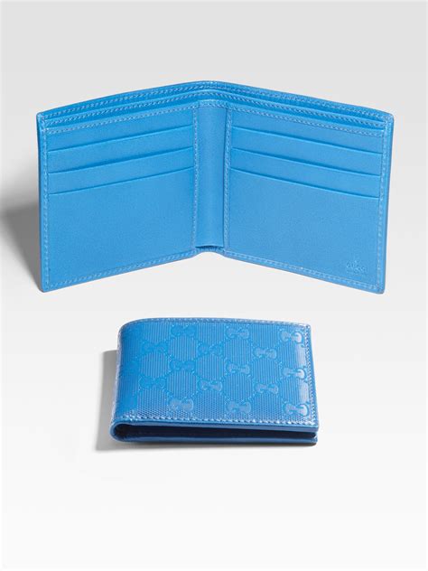 blue fold wallet bifold wallet gucci mens wallet|gucci slim wallet for men.